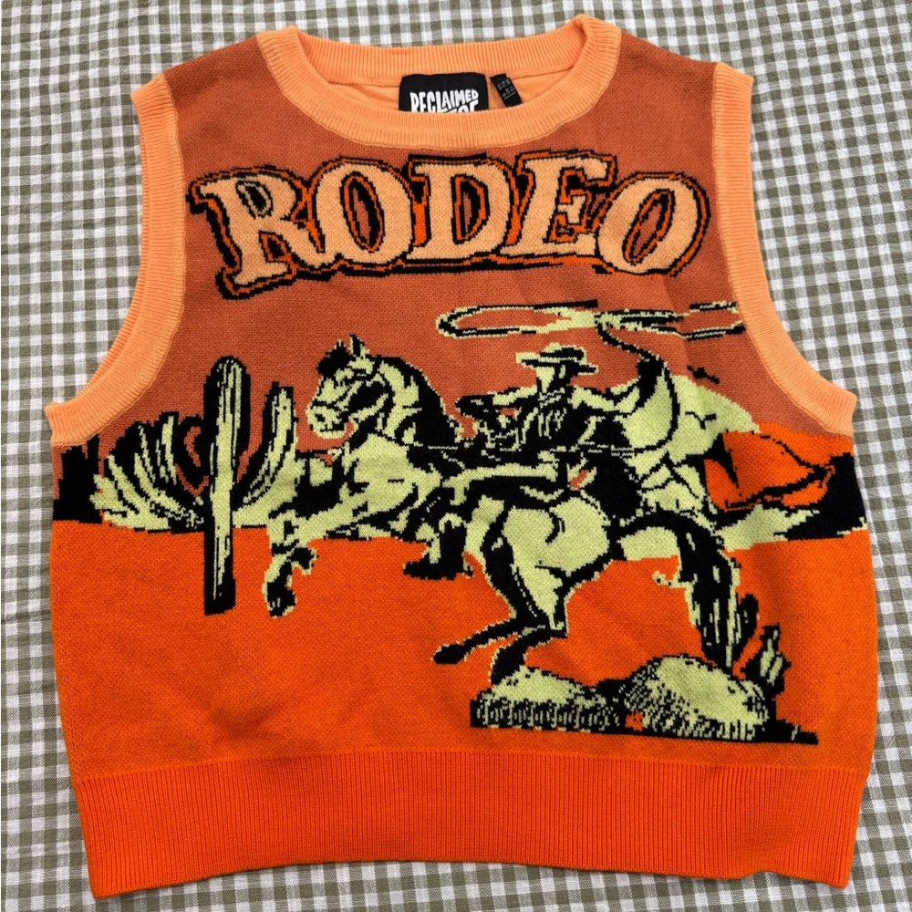Reclaimed Vintage Orange Rodeo Sleeveless Sweater